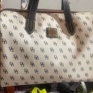 Dooney & Bourke Cream and Black Monogram Tote